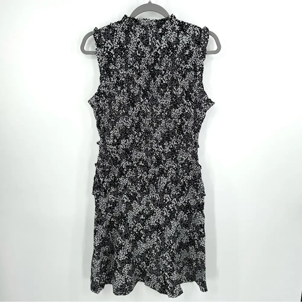 Madewell Smocked Crewneck Mini Dress in Floral Size 6